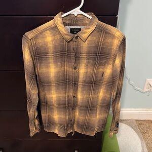 Quiksilver Yellow and Brown Casual Button Down Shirt